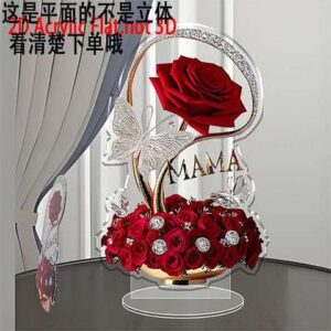 Red Rose Acrylic Heart Stand