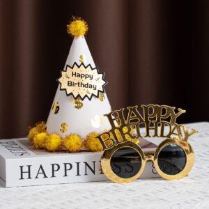 Gold and White Birthday Hat Set