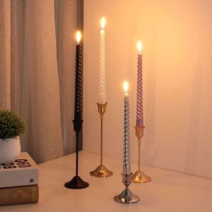 Tall Metallic Taper Candles Set