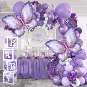 Purple Butterfly Theme Balloon Set