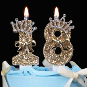 Silver Glitter Number 18 Candles