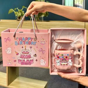 Pink Birthday Mug and Bear Gift Set